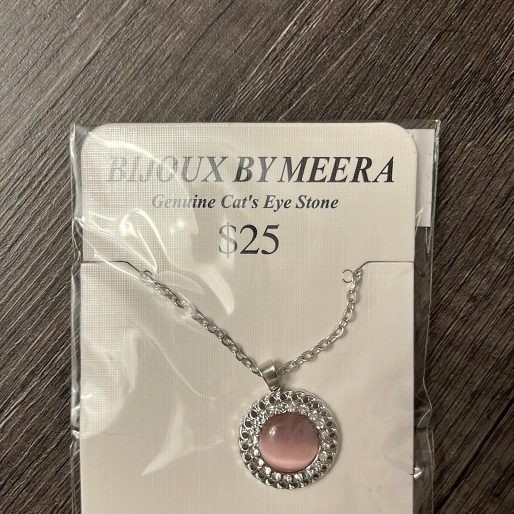 Pink cats eye necklace